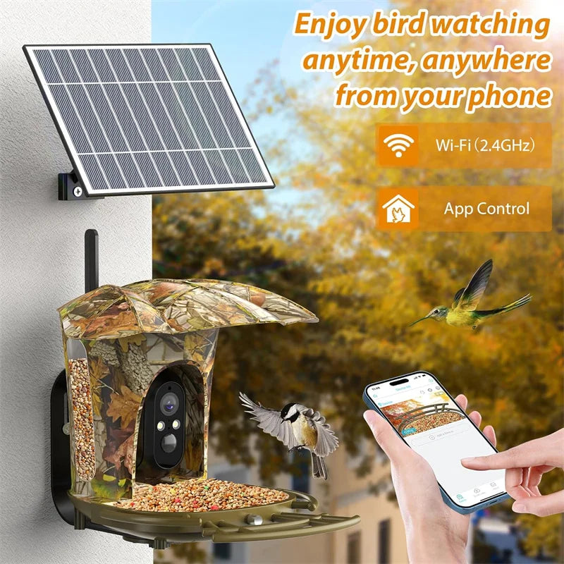 Smart Bird Feeder Camera Wireless Outdoor 1080P HD Solar