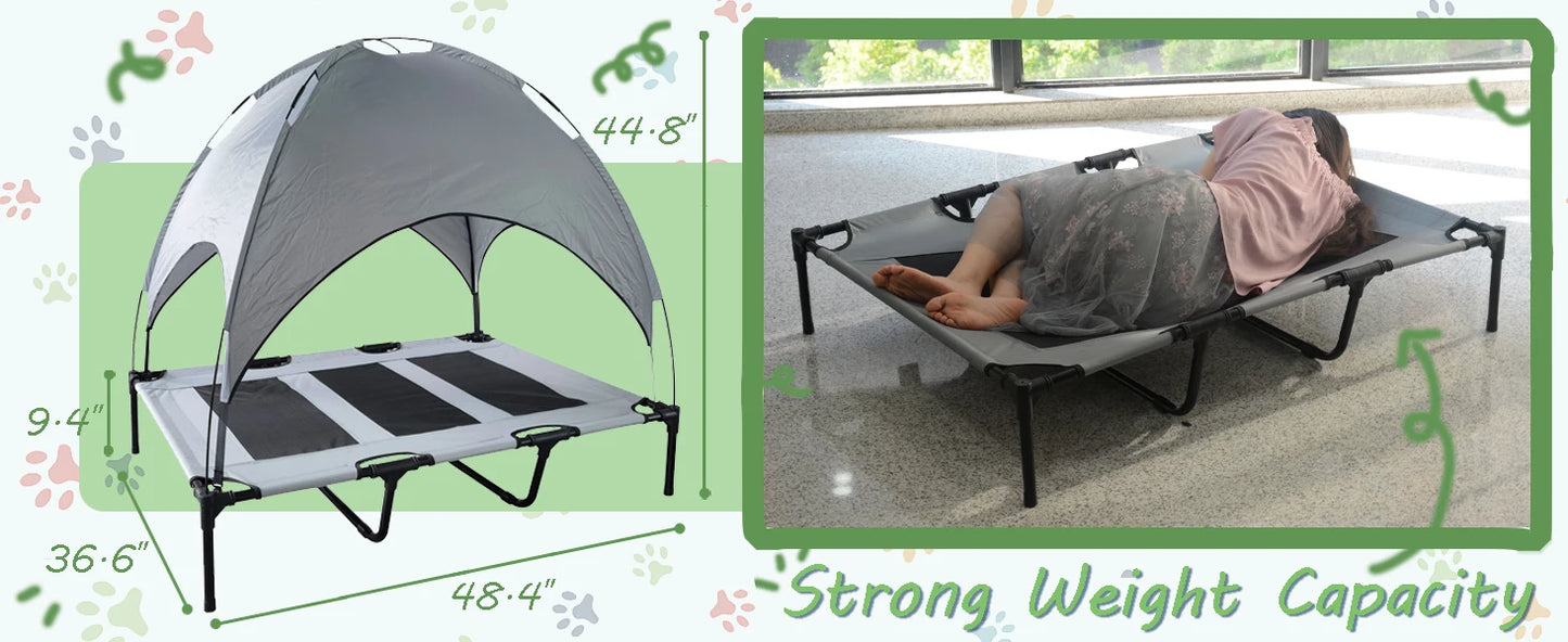 Dog Bed with Canopy Anti Scratch Oxford Fabric Summer Portable Cot