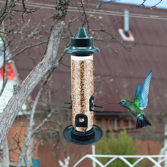 Bird Feeder for Outdoors Hanging Squirrel Proof Wild Bird Feeder with Four Feeding Ports Tube For Garden Yard