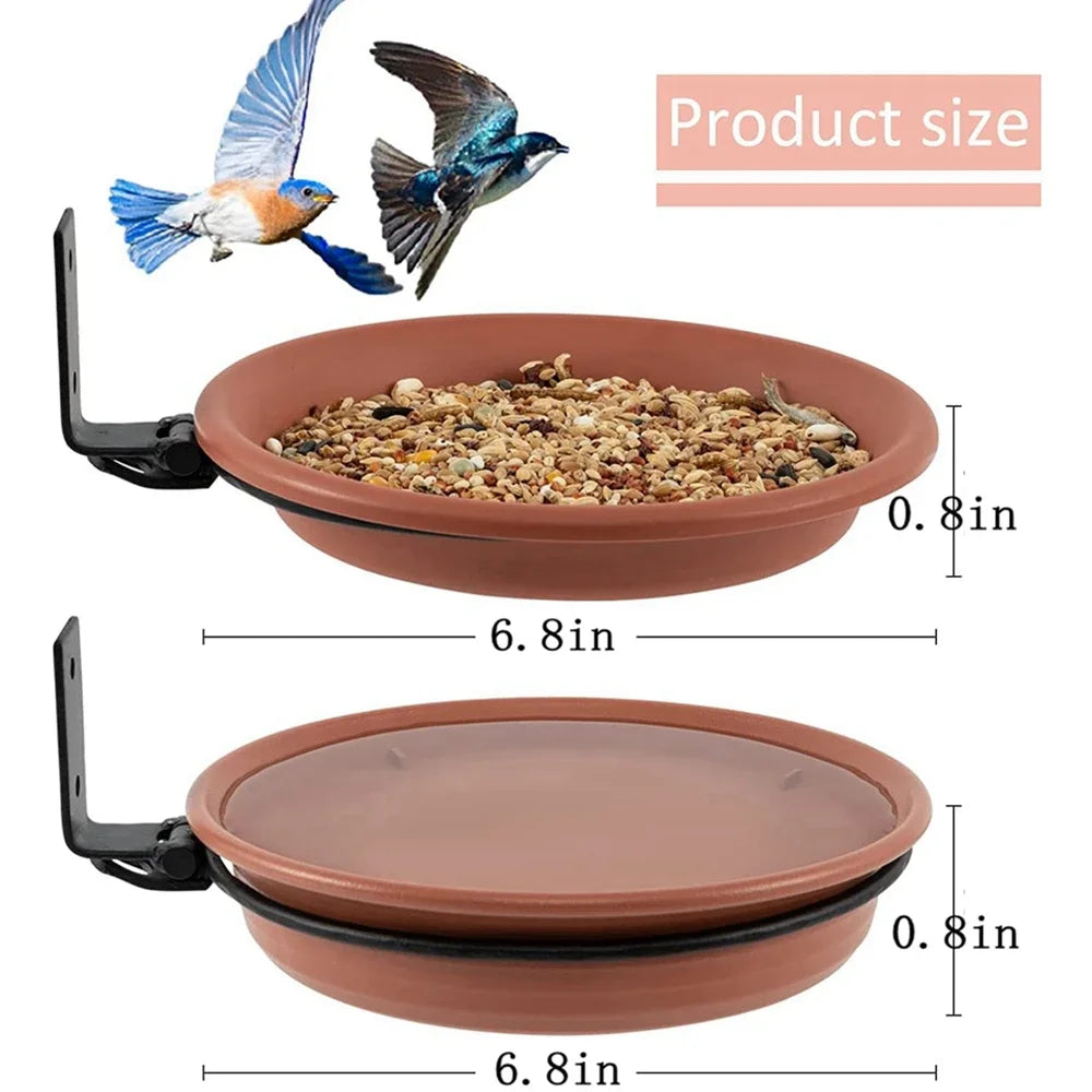 Tree Mounted Bird Tray Feeder Bath Bowl On Fence Iron Ring