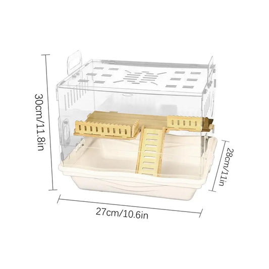Acrylic Hamster Cage Wooden Small Animal Cage Accessories 2-Layer Small Pet Breathable House For Dwarf Hamsters Mice Gerbils