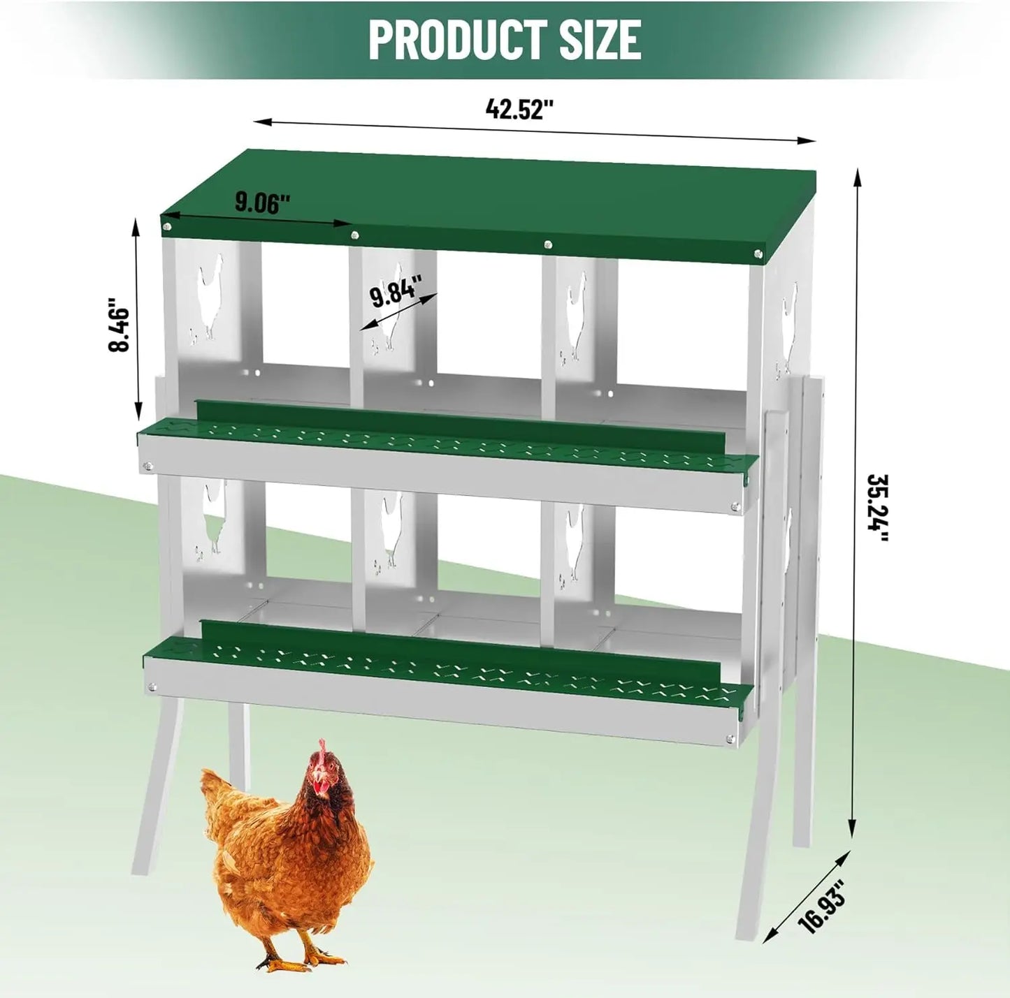 Chicken Nesting Box with Bracket Legs 6/8/10 Compartment for Chicken Coop Hens