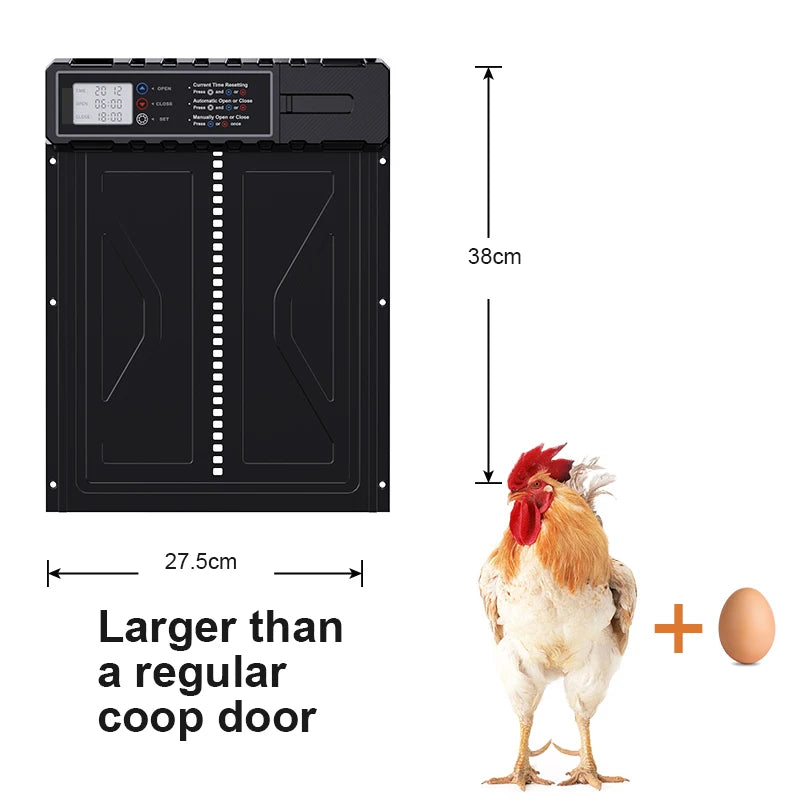 Large Size Automatic Chicken Coop Door New with Timer LCD Screen 3AA Battery Powered