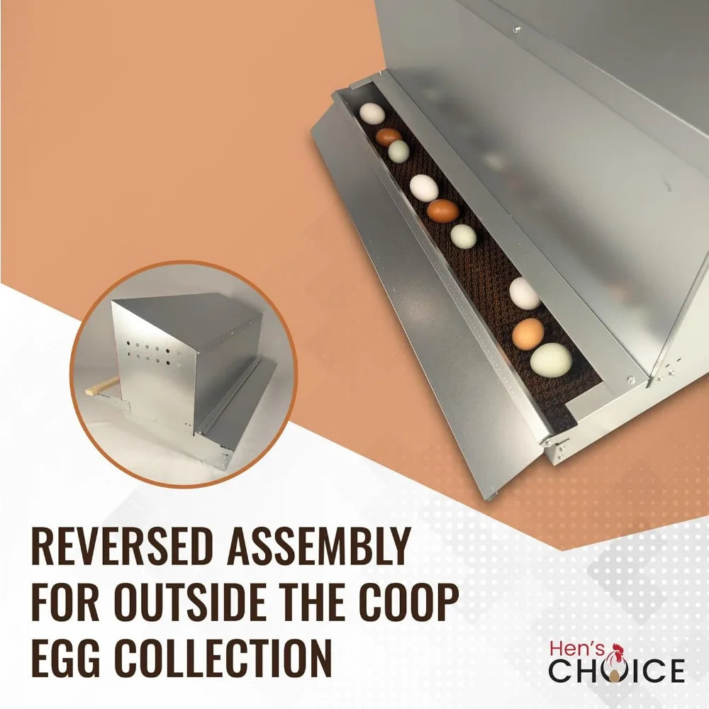 Hens Choice Roll Out Nest Box for Chickens Roll Away Nest Box 3 Compartment 36 Inch Heavy Duty Galvanized Metal