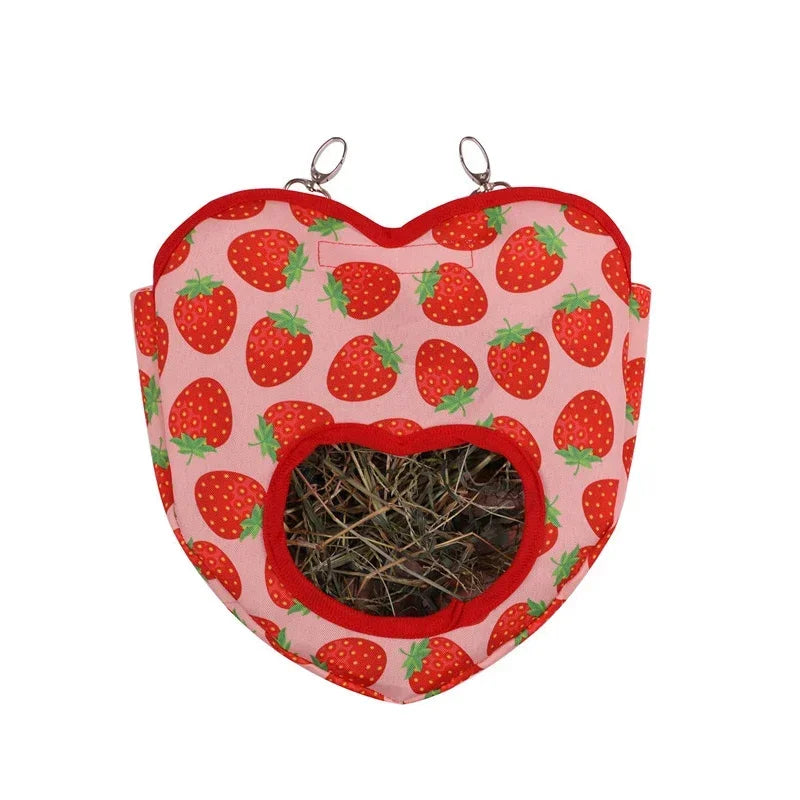 Guinea Pig Hay Feeder with Hooks Hanging Rabbit Grass Feeding Bag for Small Pets Bunny Hamster Feeding Dispenser Container