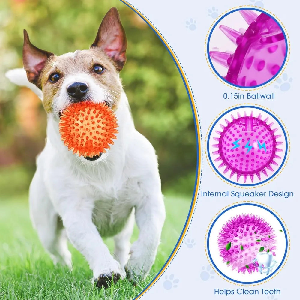 50 Pcs Squeaky Spiky Dog Balls Bulk For Aggressive Chewers