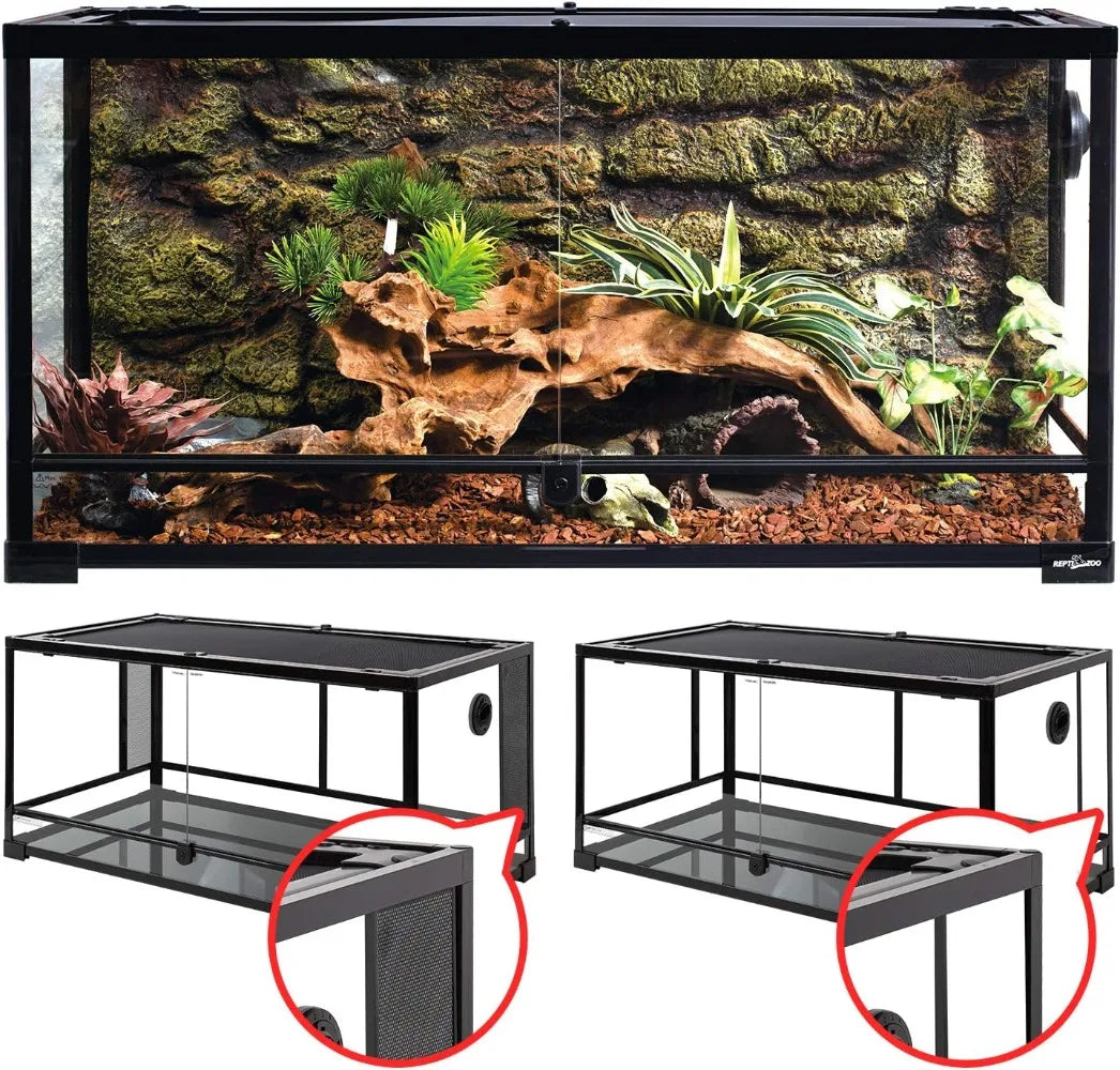 Large 34 Gallon Reptile Glass Tank with Double Hinge Door