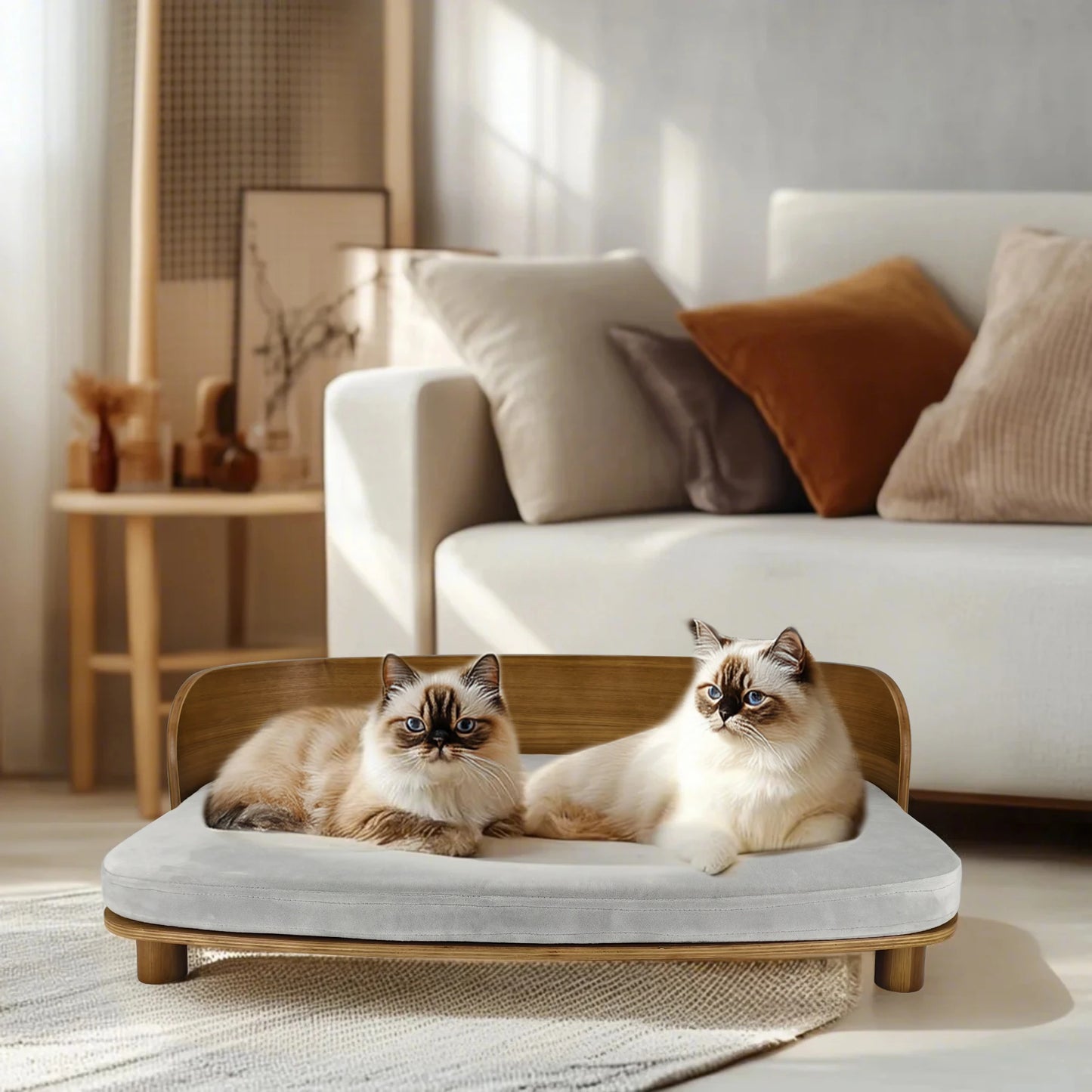 BingoPaw S/M Elevated Cat Bed Wooden Indoor Pet Sofa Chair