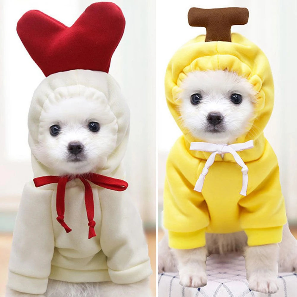 Fall Dog Hoodies Plush Coat for Small Dogs and Cats Warm Puppy Jacket