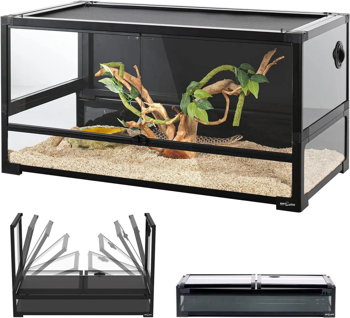 Large 34 Gallon Reptile Glass Tank with Double Hinge Door