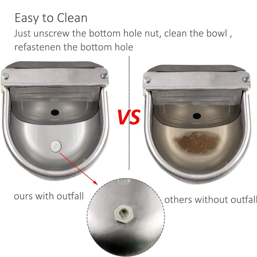 Automatic Water Dispenser for Dogs Stainless Steel Drinking Bowl for Farm Livestock Cattle Horses Goats and Sheep Auto Filling