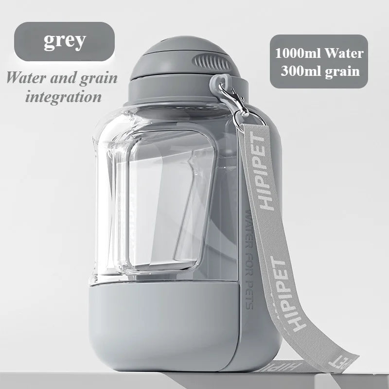 Cats and Dogs Drinking Water Feeding Kettle Large Capacity Integrated Pet Supplies 1L Water 300ml Grain