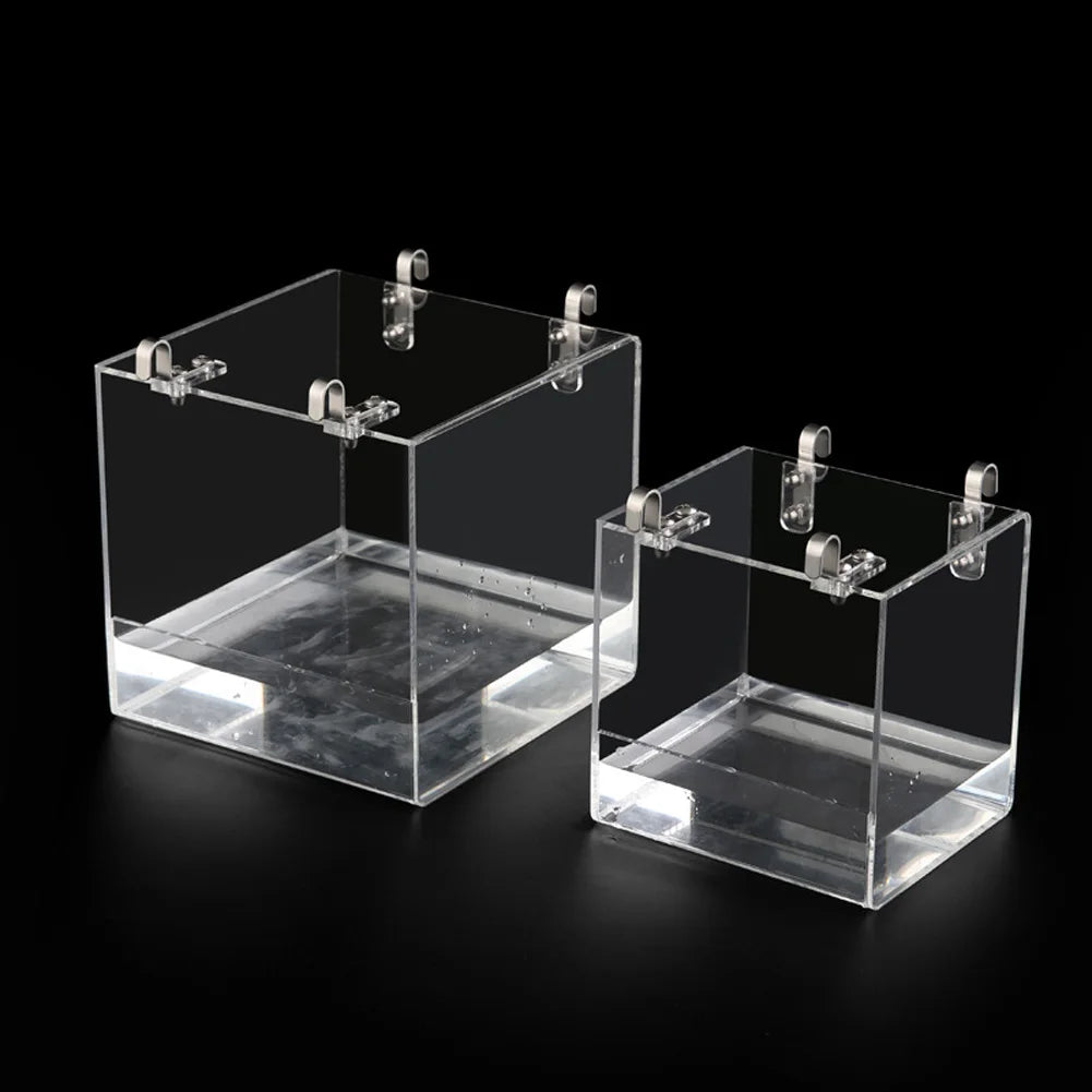 Transparent Acrylic Bird Bath Box Hanging Tub Cage Accessory