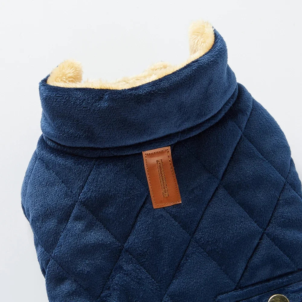 Winter Warm Plush Dog Jacket With Thick Double Pockets