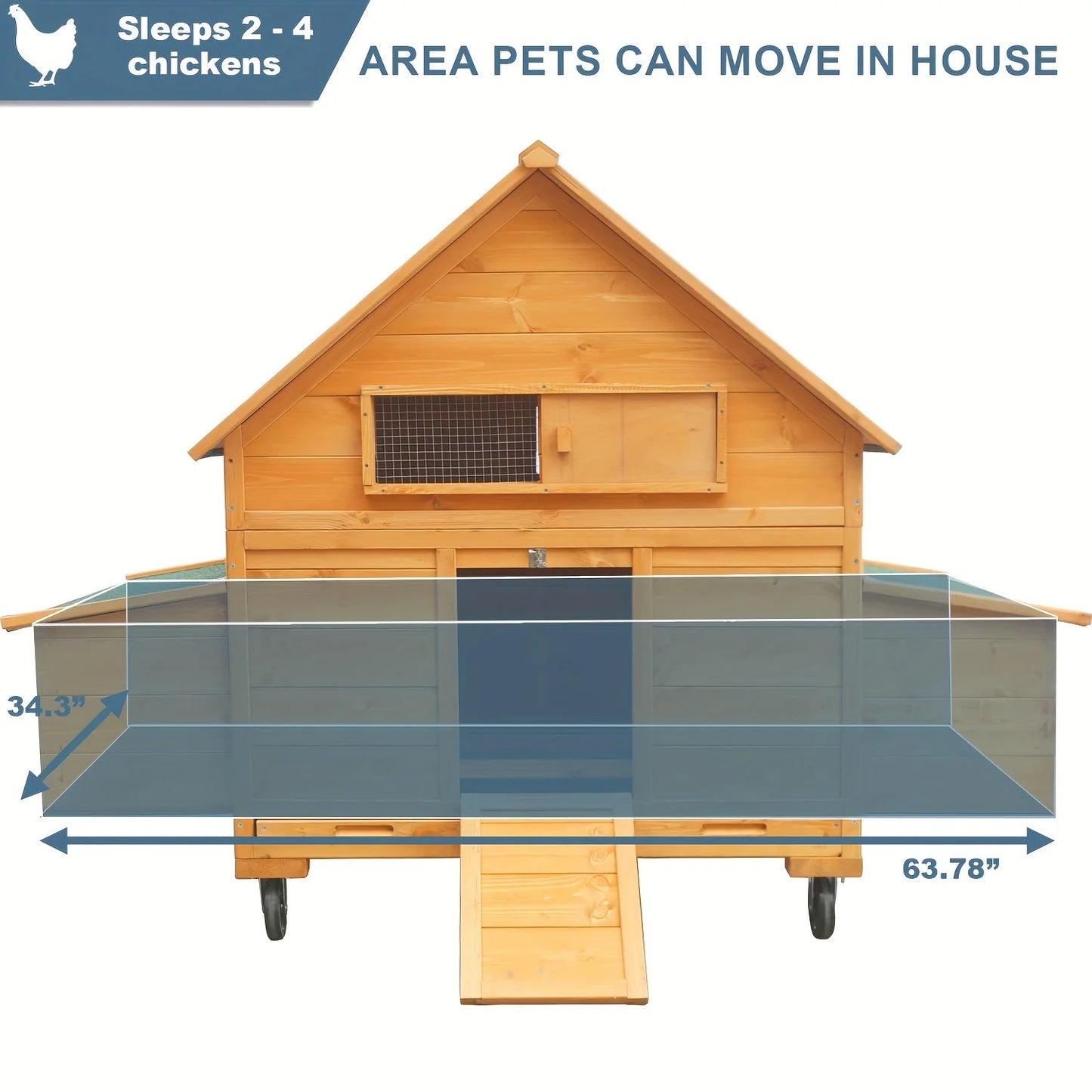 Mobile Wooden Chicken Coop On Wheels For Six To Eight Chickens With Nesting Box
