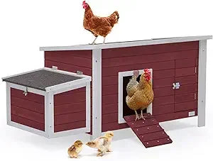 Large Chicken Coop with Upgraded Perches Wooden Outdoor Chicken Cage with Large Nesting Box Weatherproof Open Asphalt Roof
