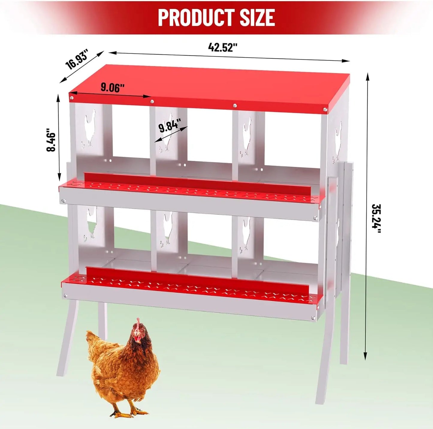 Chicken Nesting Box with Bracket Legs 6/8/10 Compartment for Chicken Coop Hens
