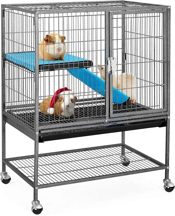 Metal 34 Inch Ferret Cage Indoor Critter Cage for Adult Rats Rabbits Ferrets Chinchillas 2 Tiers Small Animal