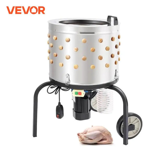 VEVOR Chicken Plucker Machine 20 Inch Diameter Stainless Steel Drum 108 Soft Fingers 500 Watt Poultry Plucking Debris Collection