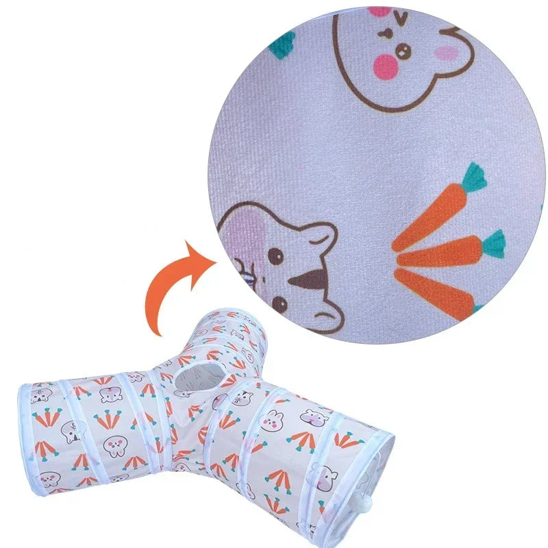 Tunnels Hideout Guinea Pet Foldable Three/Two-channel Pigs Supplies Toys Tubes for Small Animal T/Y-shaped Bunny Rabbits Tunnel