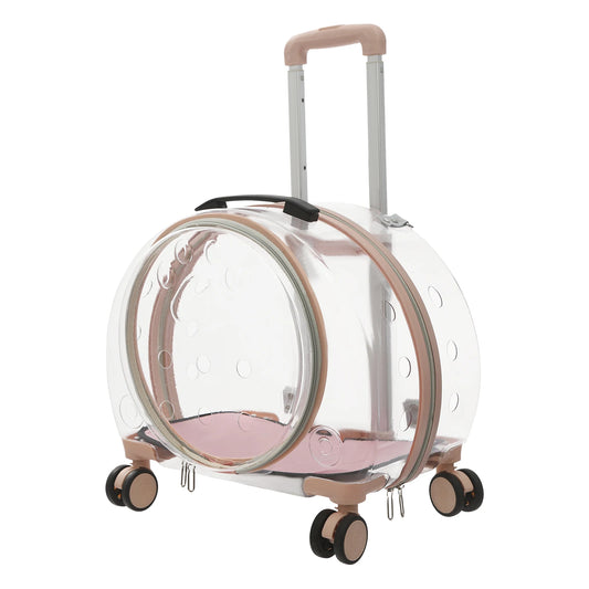 Breathable Waterproof Cat Carrier Rolling Wheels Up To 19 Lbs