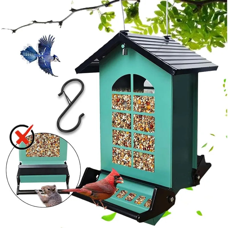 Squirrel Proof Bird Feeder for Outside Large Capacity Seed
