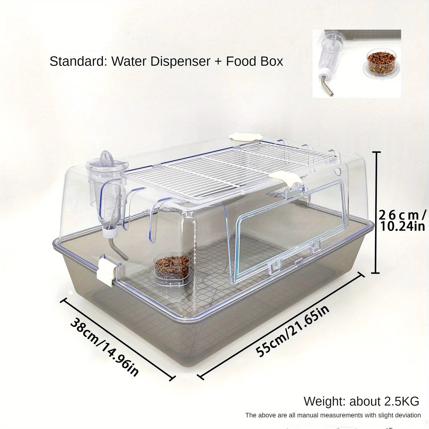 Large Transparent Acrylic Hamster Cage - Front-Opening Door for Easy Cleaning Spacious, Healthy Material, Breathable, Panoramic