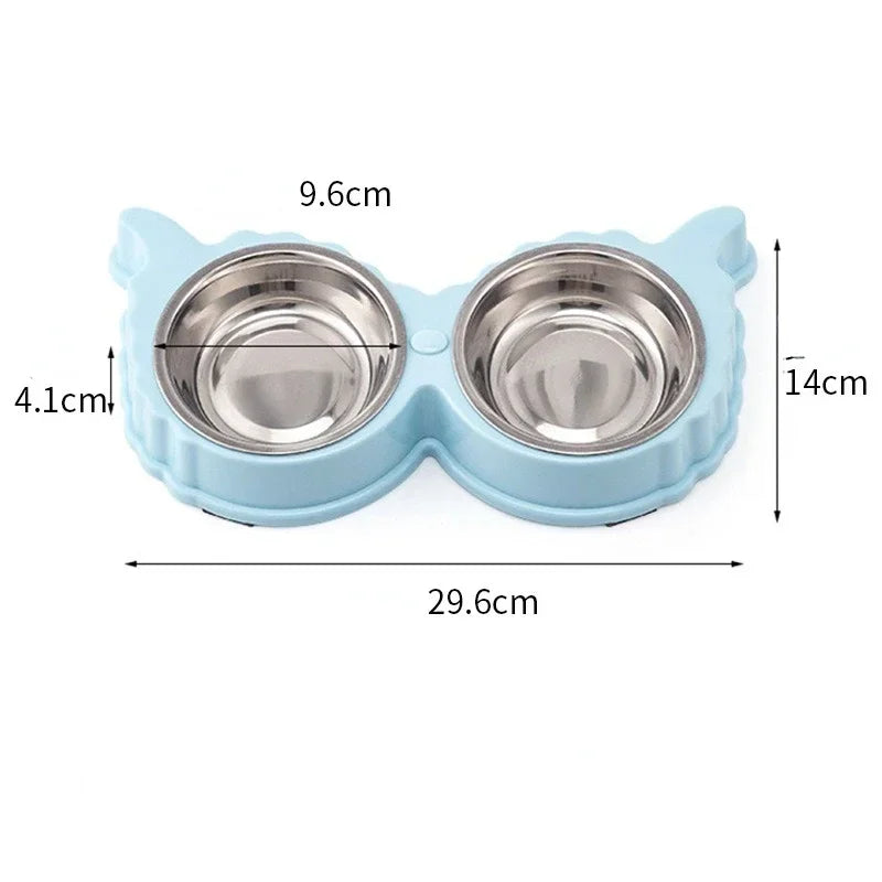 Pet Cute Plastic Food and Water Bowls for Cats and Dogs Rounded Feeder and Drinker Home Pet Supplies