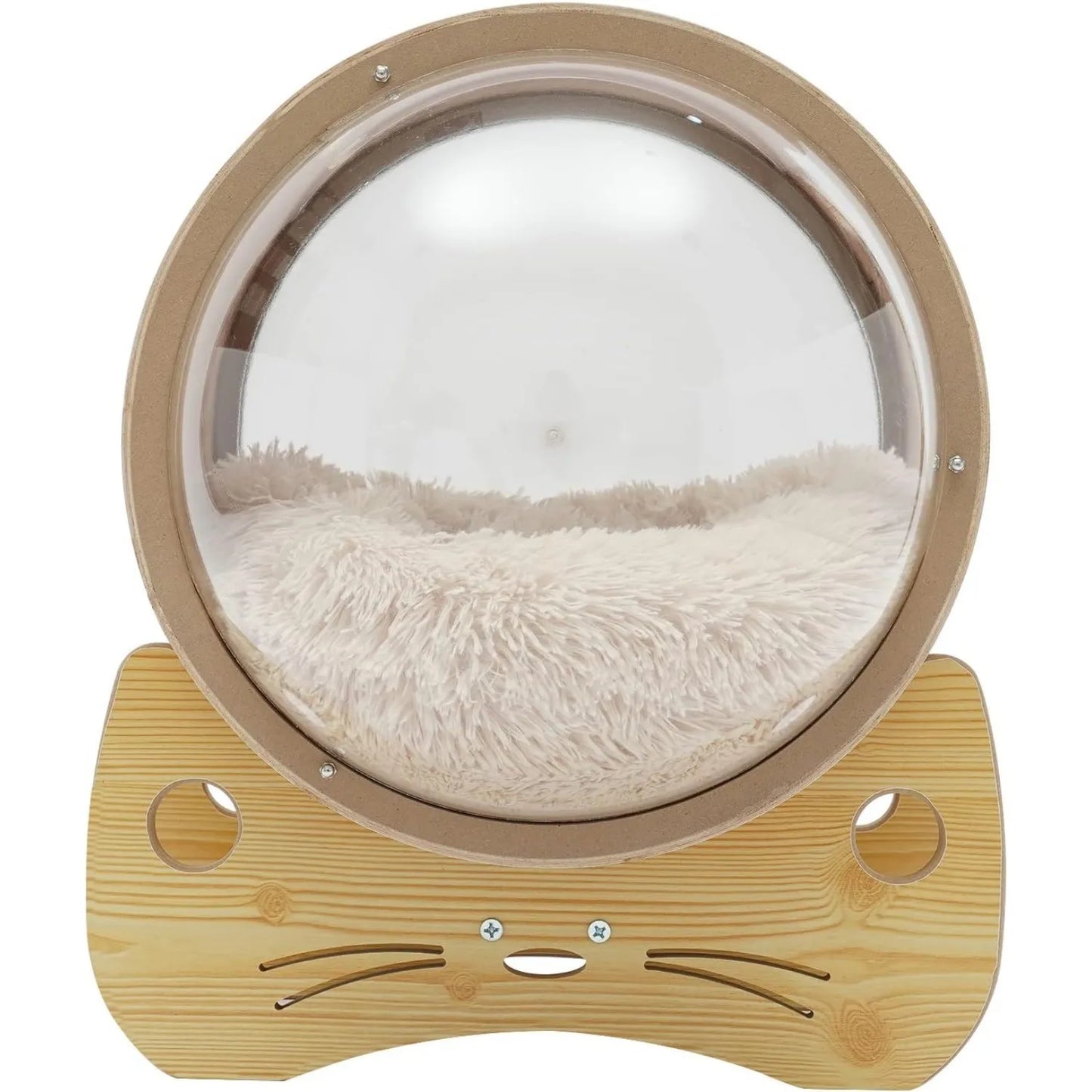 Luxury Cat Pod Bed with Wooden Frame and Acrylic Dome