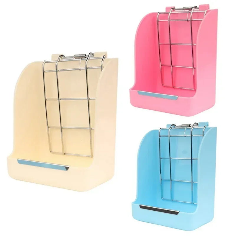 Rabbit Feeder Holder Hay Feeding Dispenser Container for Rabbit Guinea Pig Small Animals Hanging Cage Fixed Food Basin