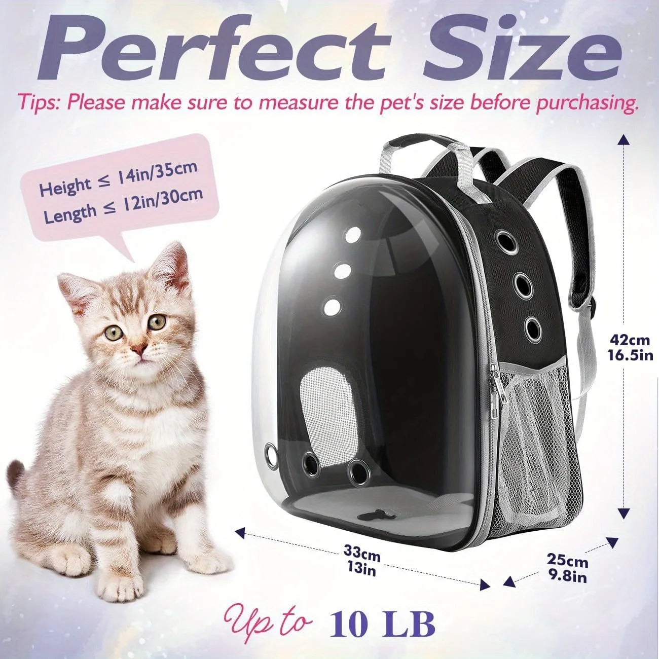 Backpack Carrier Bubble Carrying Bag for Small Dogs Cats