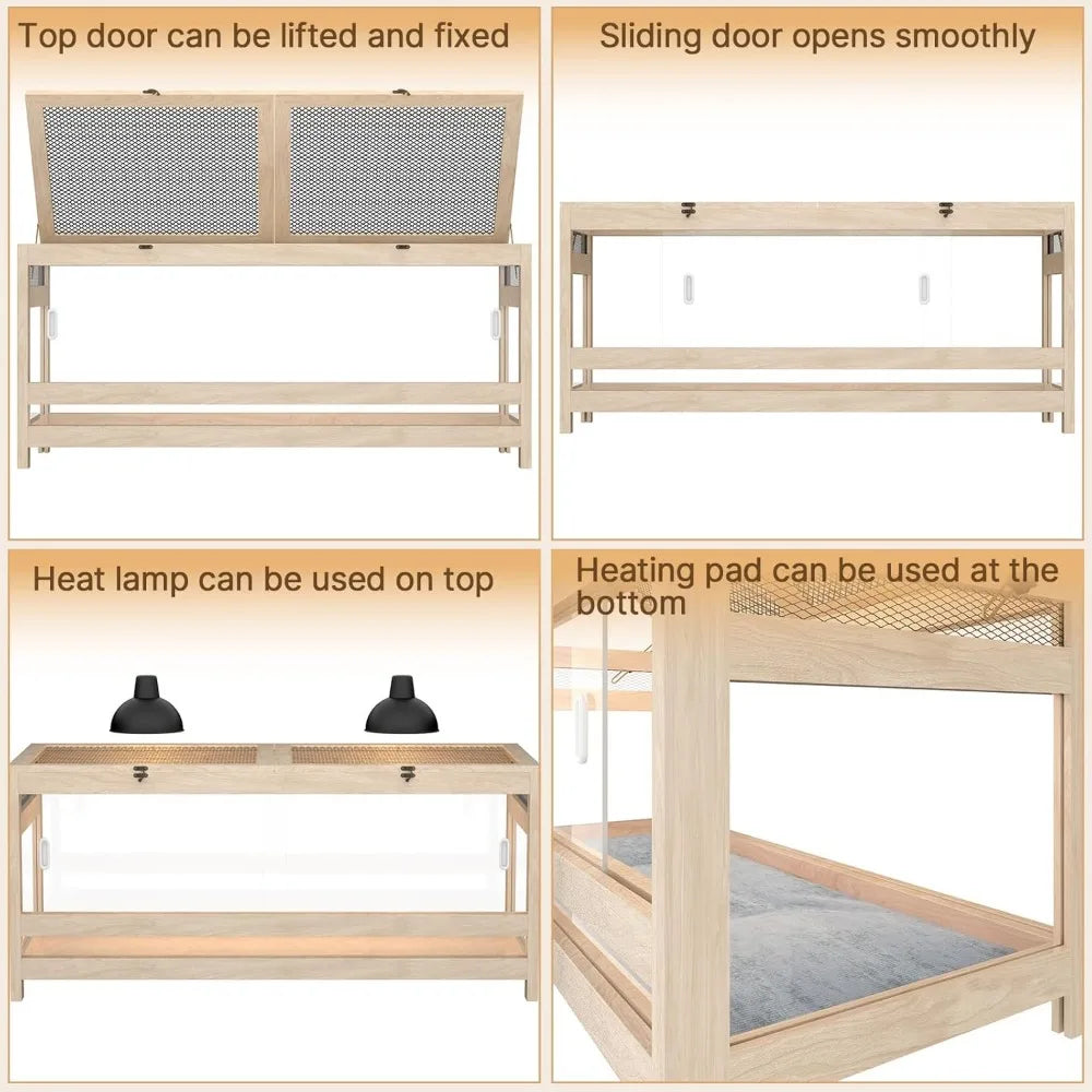80 Gallon Reptile Enclosure 4x2x2 Mesh Lid For Bearded Dragons And Snakes