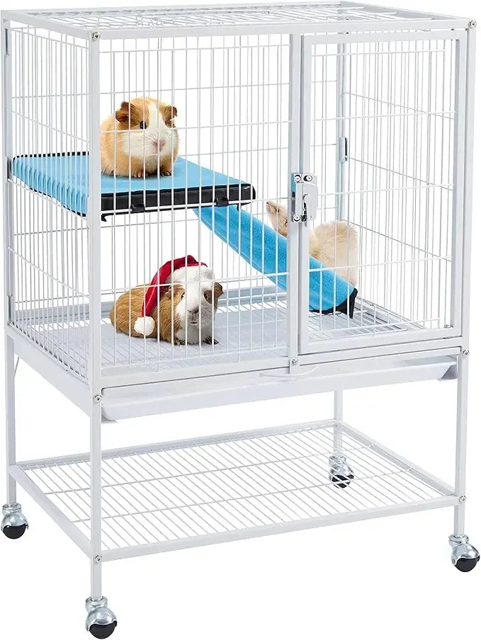 Metal 34 Inch Ferret Cage Indoor Critter Cage for Adult Rats Rabbits Ferrets Chinchillas 2 Tiers Small Animal