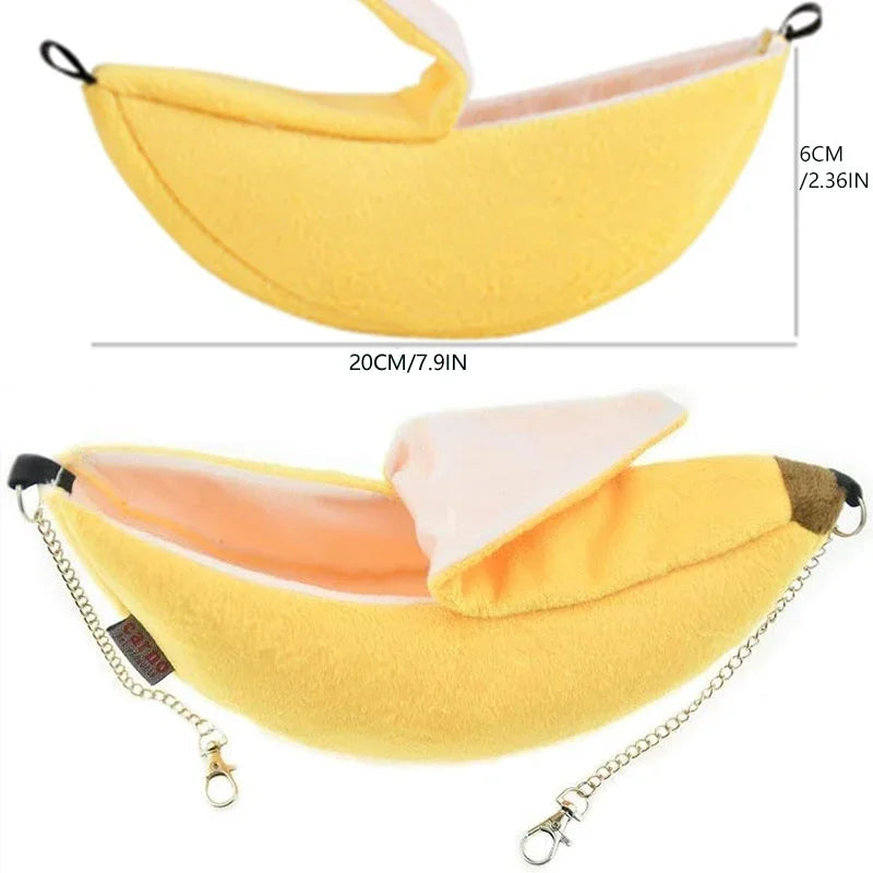 Banana Shaped Hamster Bed House Hammock For Small Pets Warm Fleece Nest Sugar Glider Mouse Squirrel Bird Cage Accessory