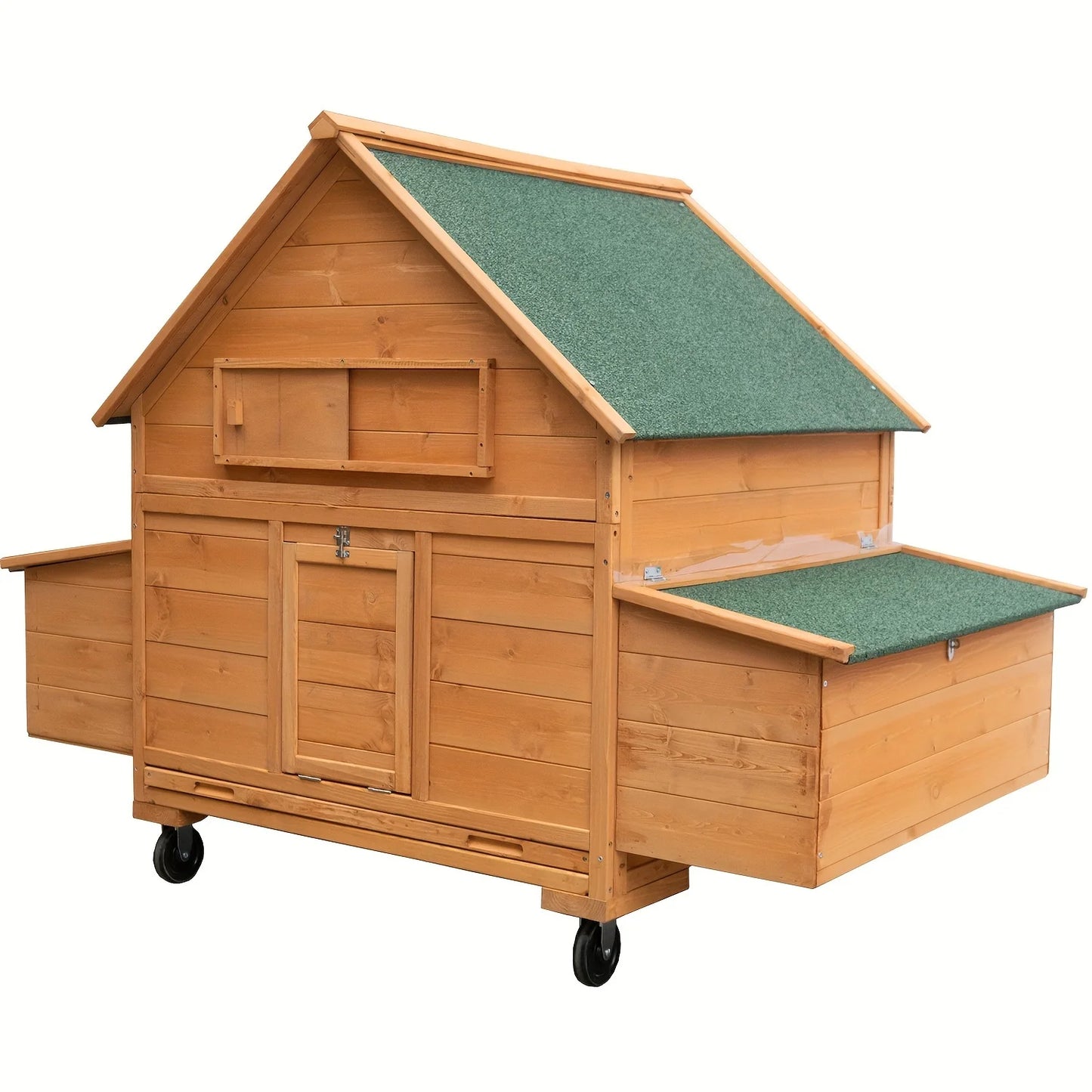 Mobile Wooden Chicken Coop On Wheels For Six To Eight Chickens With Nesting Box