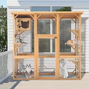 Catio Cat House Cage Enclosure with 5 Platforms and Kennel