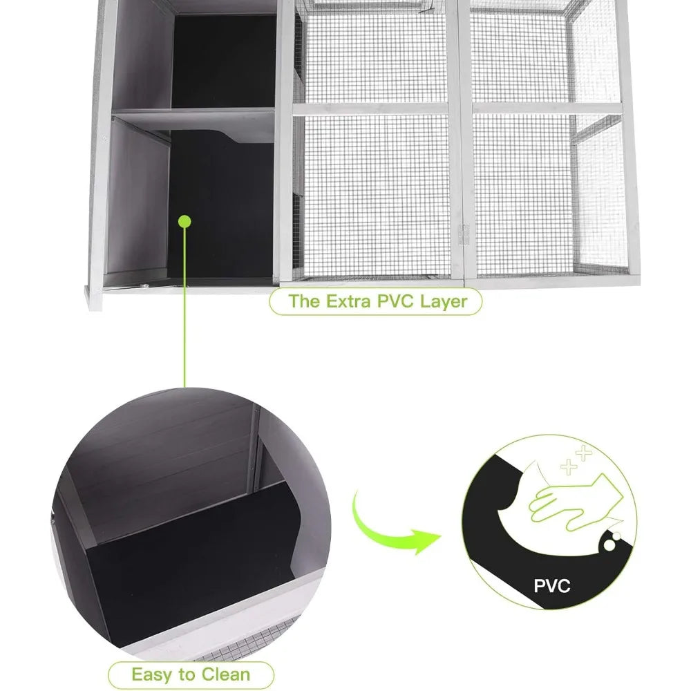 Rabbit Hutch Indoor, Bunny Cage Outdoor, Small Animal House with Large Run