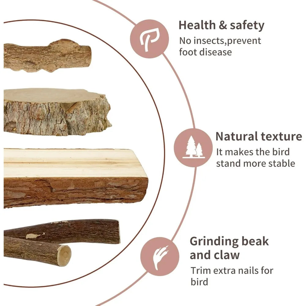 6 Pieces Natural Wood Bird Perches Chewing Sticks For Cage Parrot Climbing Standing Branches For Parakeet Cockatiels