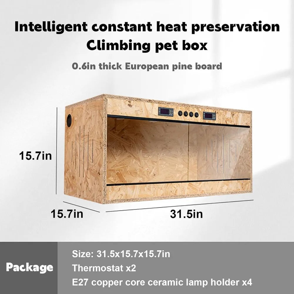 83 Gallon Solid Pine Framed Reptile Terrarium With High Clarity Glass And Smart Dual Thermostat Habitat Control