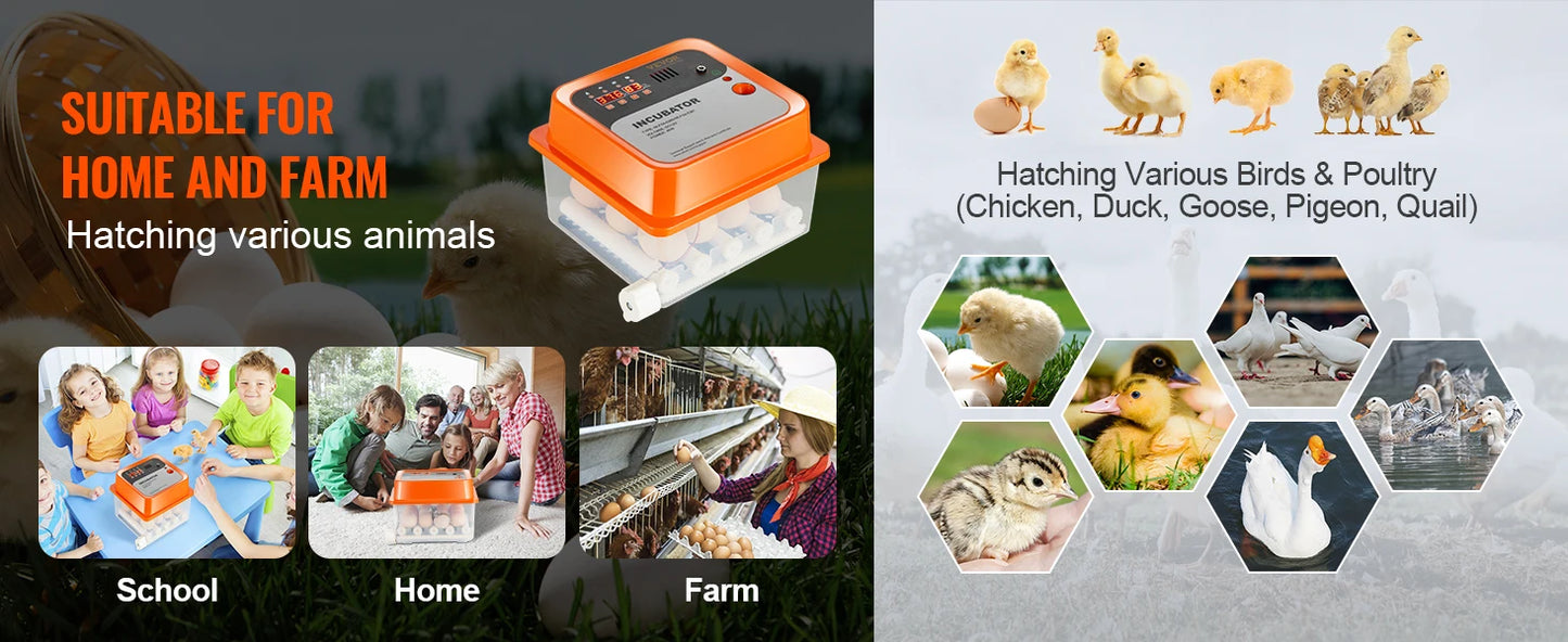 VEVOR Egg Incubator Automatic Egg Turner with Temperature Control
