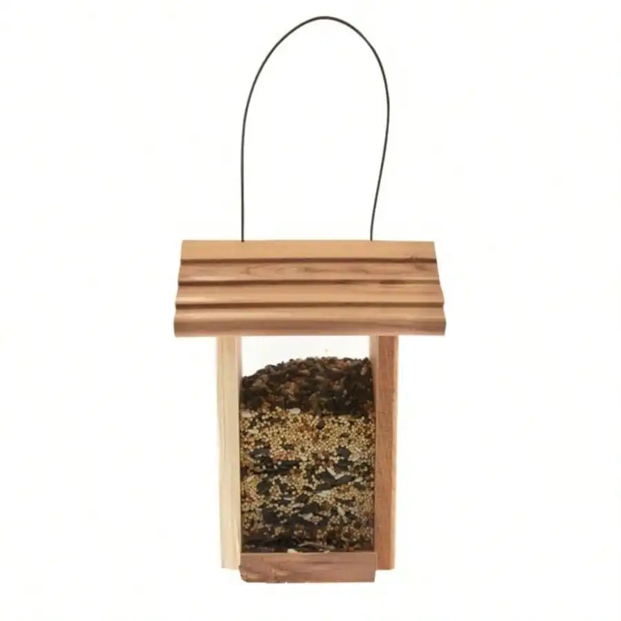 4 Pack Red Cedar Dinette Hopper Bird Feeder 1.25 Lb Seed Capacity Outdoor