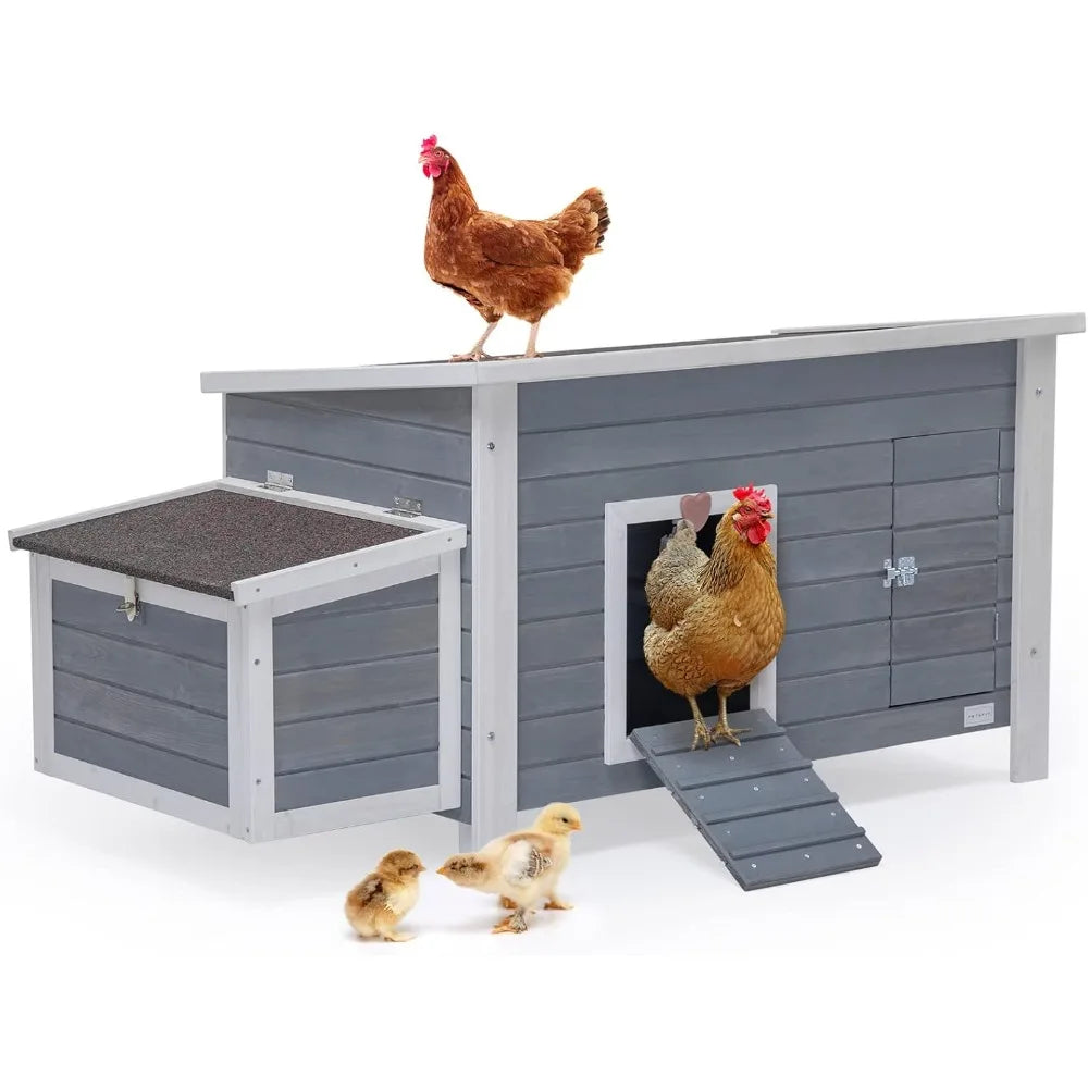 Large Chicken Coop with Upgraded Perches Wooden Outdoor Chicken Cage with Large Nesting Box Weatherproof Open Asphalt Roof