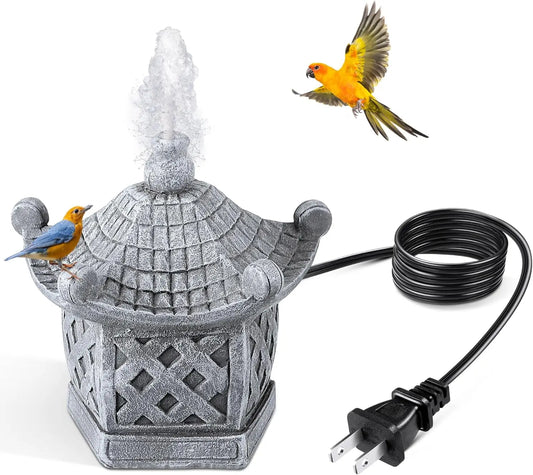 Bird Bath Fountain With Pump Water Wiggler for Gardens