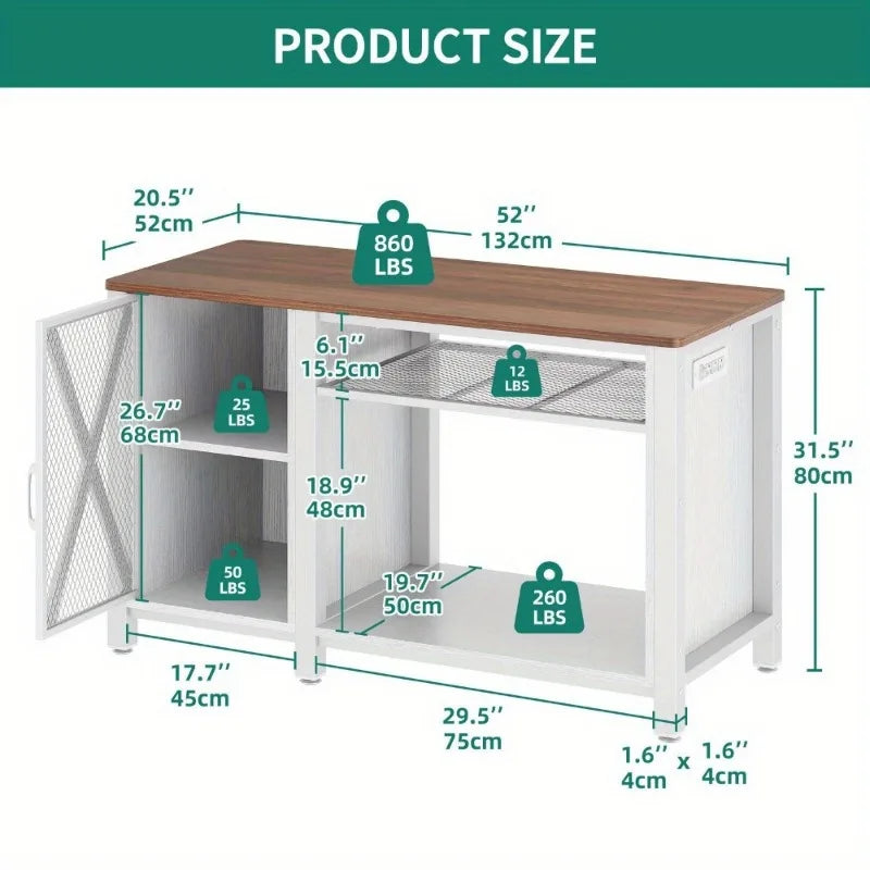 Heavy Duty Metal Fish Tank Rack with Power Outlet and Storage Cabinet for 40 to 70 Gallon Aquariums