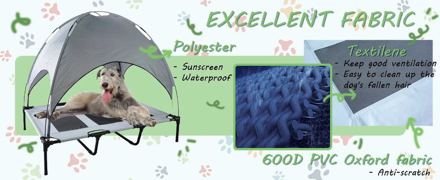 Dog Bed with Canopy Anti Scratch Oxford Fabric Summer Portable Cot