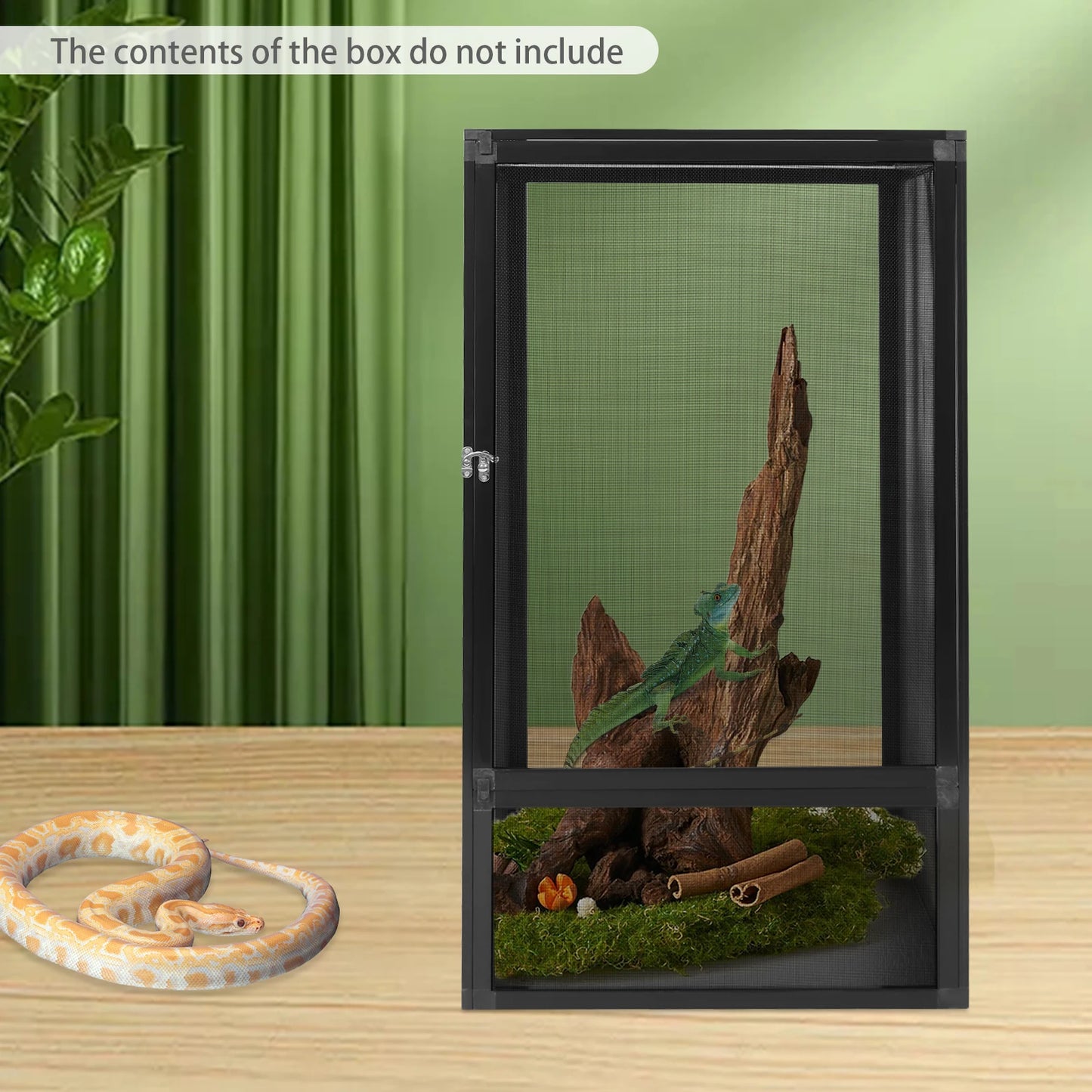 Freestanding Reptile Feeding Box Micro Habitat Enclosure for Chameleons, Lizards, Insects, Snakes
