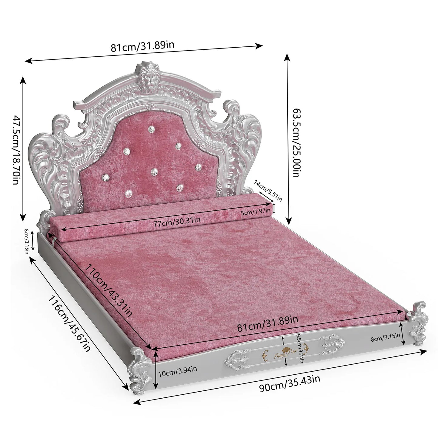 Bingopaw Luxury Pet Bed with Headboard for Medium Dogs