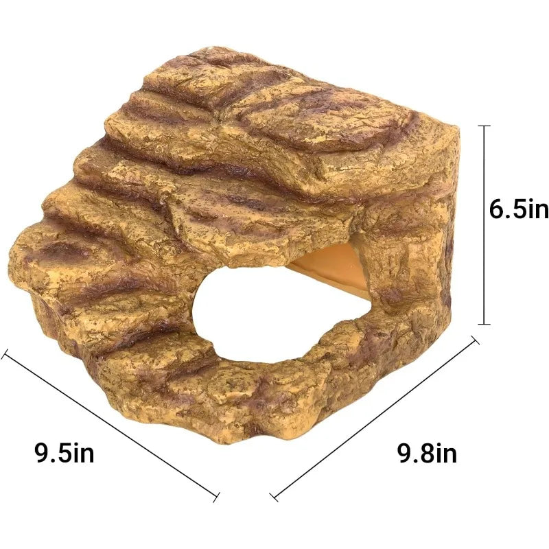 Reptile Hideout Cave Habitat Tank Decor for Bearded Dragon Leopard Gecko Lizards and Turtle