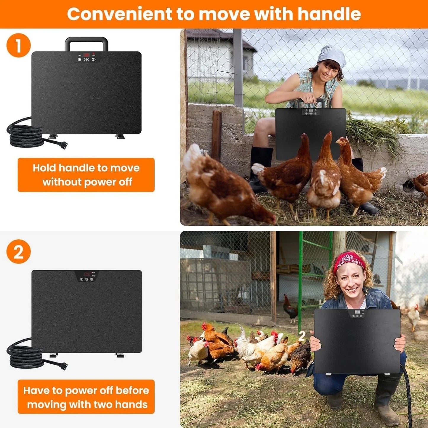 1PC Chicken Coop Heater Thermostatic Poultry Heating Panel Adjustable Temperature Winter Farm Universal Heater For Many Animals