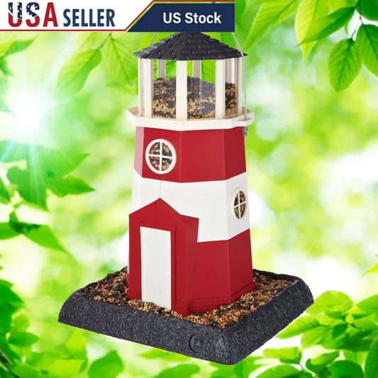 Hopper Bird Feeder Nautical Lighthouse Design Squirrel Proof